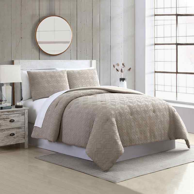 Edredón Queen 3 pzas Café Taupe Ethos Comforter Modern Threads