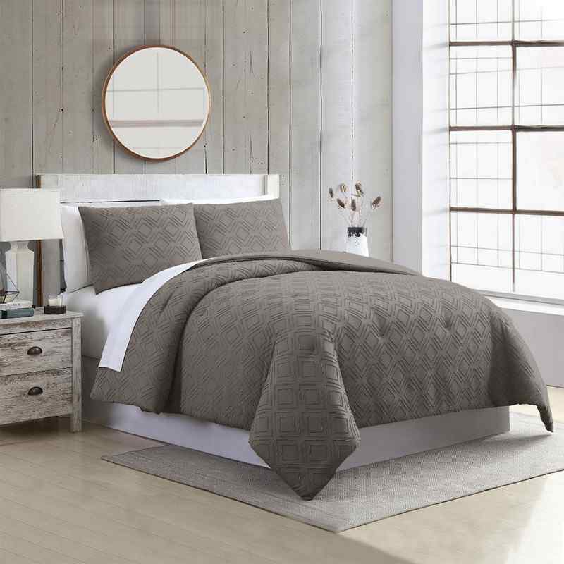 Edredón Queen 3 pzas Gris Ethos Comforter Modern Threads