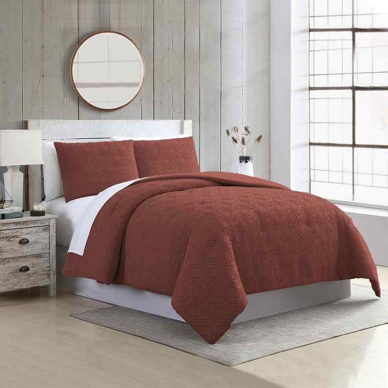 Edredón King 3 Pzas Rojo Ladrillo Ethos Comforter Modern Threads