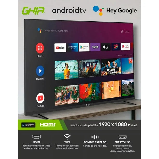 Pantalla Smart TV 40 Pulgadas Ghia LED Full HD Android